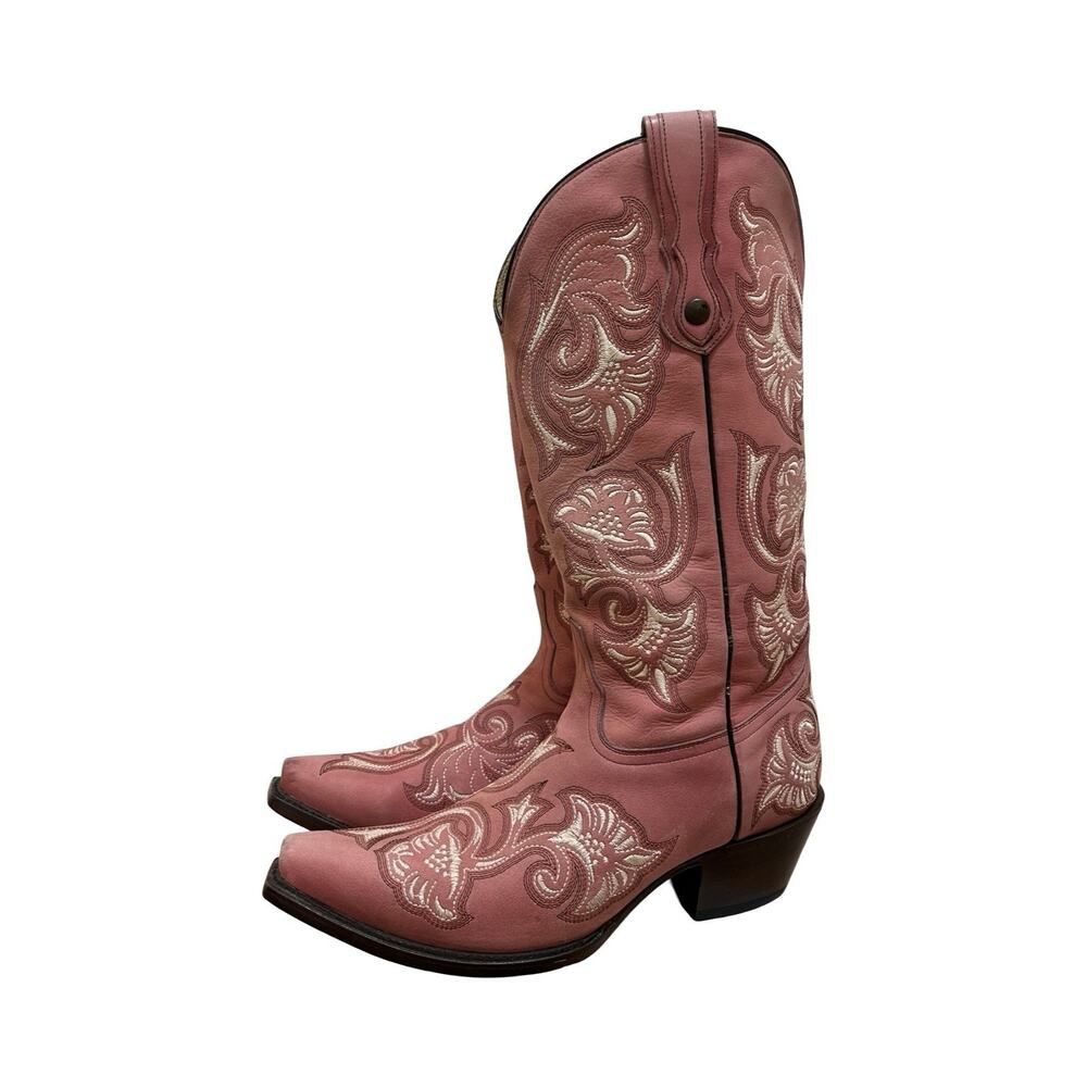 Corral Womens Western‎ Cowboy Boots US 9 Pink Barbie Floral Wedding G1087 RARE